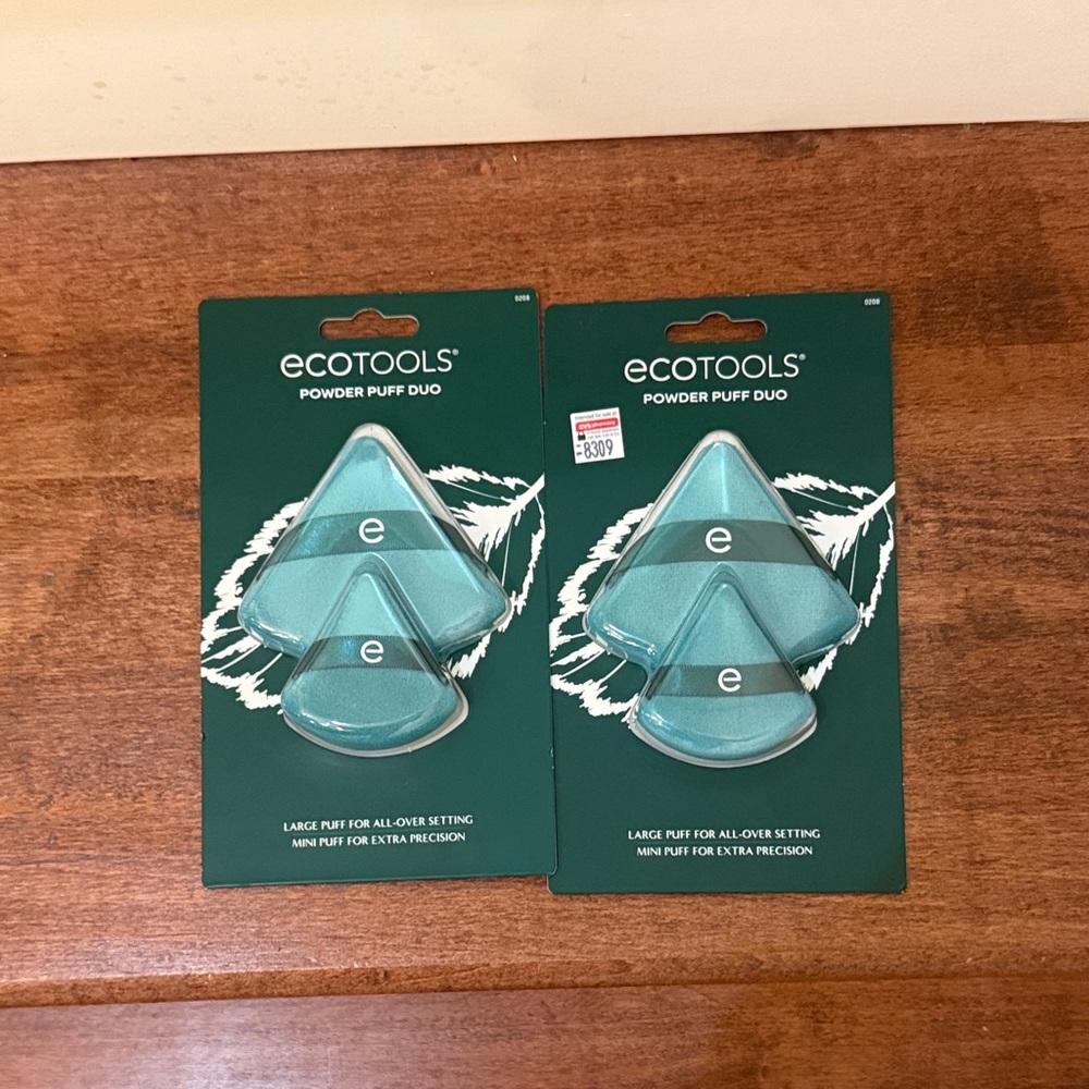 NWT ecotools Teal Powder Puff Duo - Triangle & Mini Set